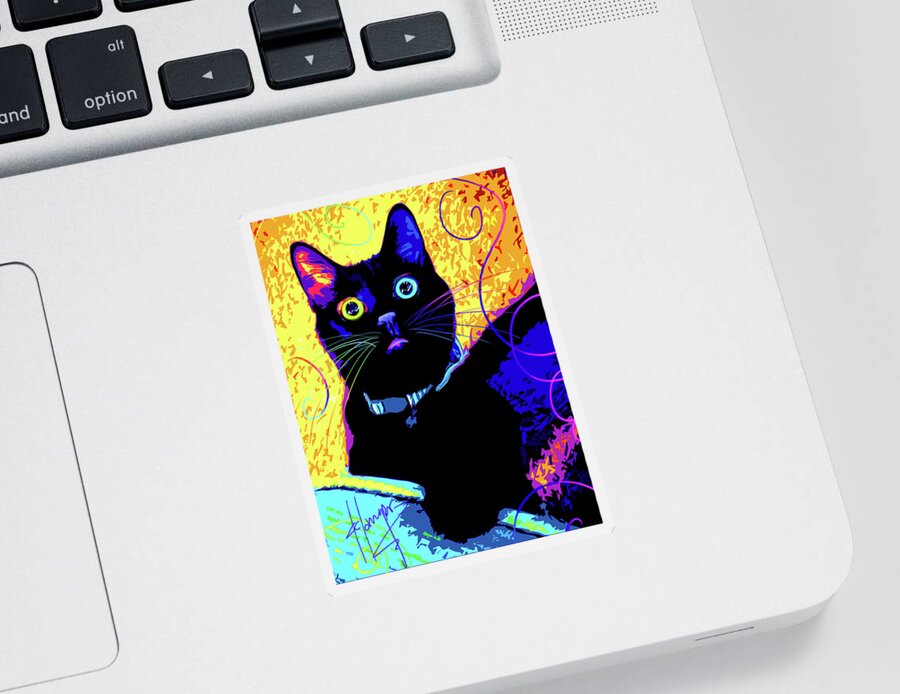 Olive Sticker featuring the painting pOpCat Olive by DC Langer