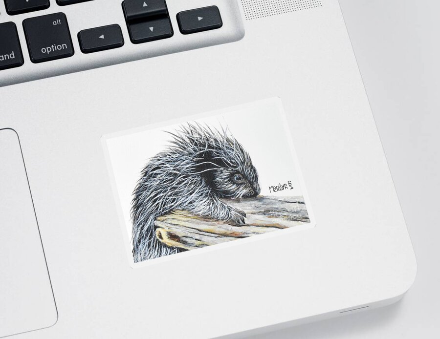 Prickly Sticker featuring the painting Porcupine Baby by Marilyn McNish