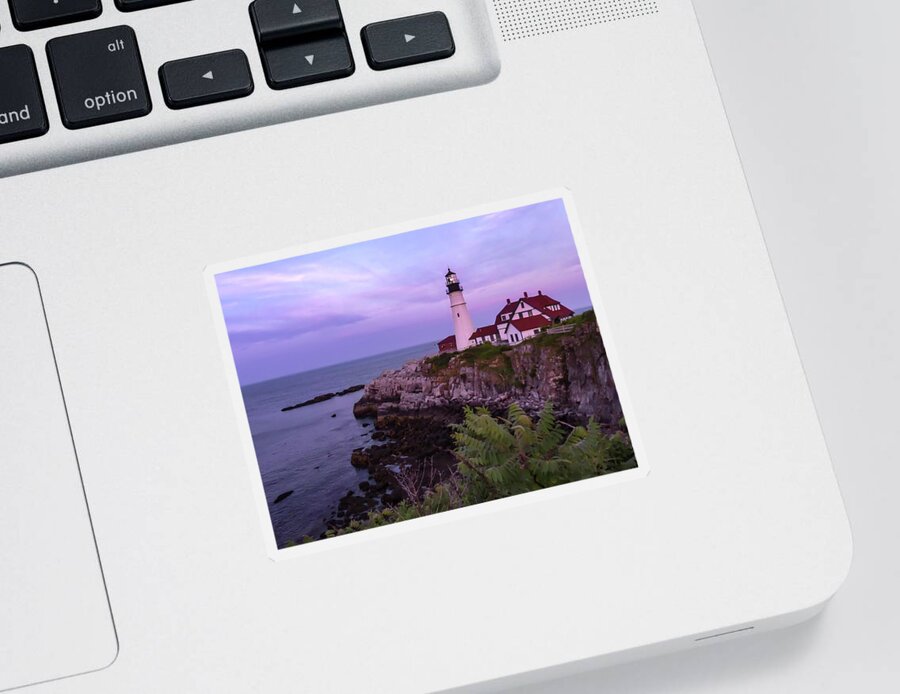 Cape Elizabeth Sticker featuring the photograph Portland Lighthouse Sunset by Norma Brandsberg