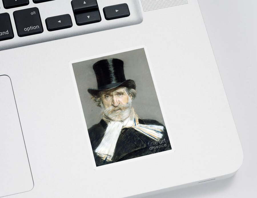 Composer Sticker featuring the painting Portrait of Giuseppe Verdi in 1886 by Giuseppe Boldini