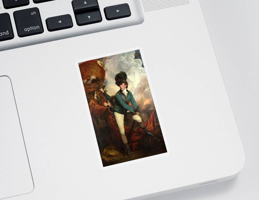 Joshua Reynolds Sticker featuring the painting Portrait of Sir Banastre Tarleton by Joshua Reynolds