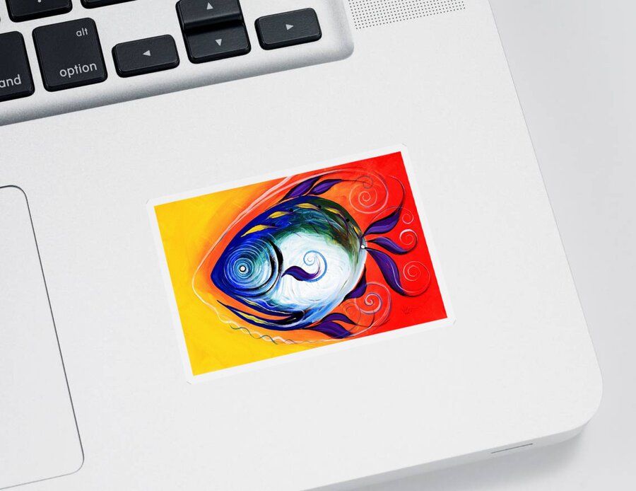 Fish Sticker featuring the painting Positive Fish by J Vincent Scarpace