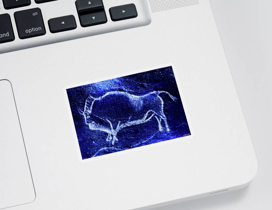 Bison Sticker featuring the digital art Prehistoric Bison 2 - La Covaciella - Negative by Weston Westmoreland
