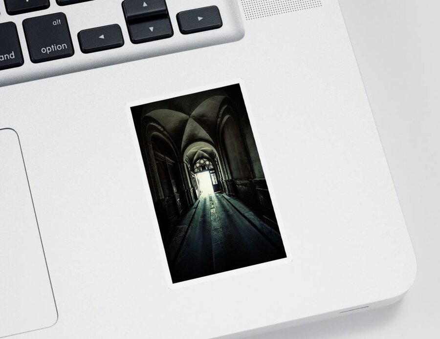 Corridor Sticker featuring the photograph Pretty Passage with arch by Jaroslaw Blaminsky