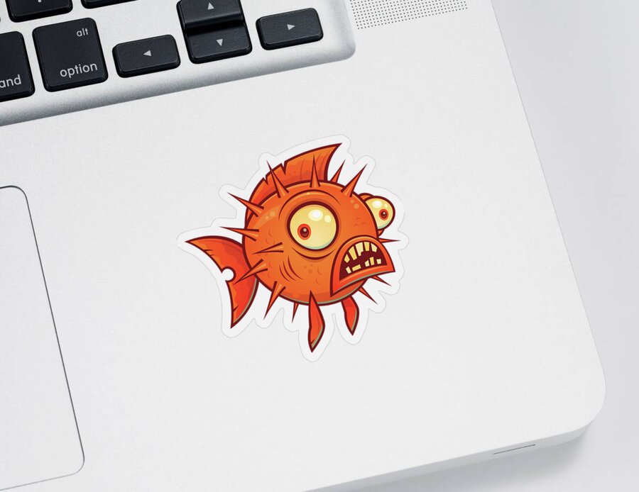 Pufferfish Sticker featuring the digital art Pufferfish by John Schwegel