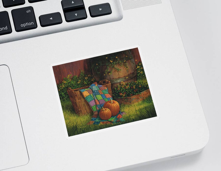 Michael Humphries Sticker featuring the painting Pumpkins and Patches by Michael Humphries