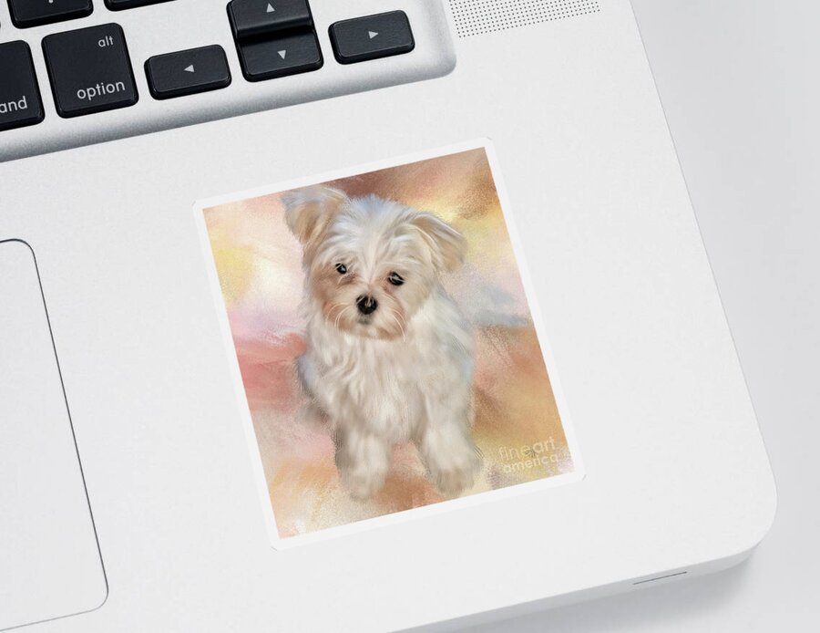 Animal Sticker featuring the digital art Puppy Dog Eyes by Lois Bryan