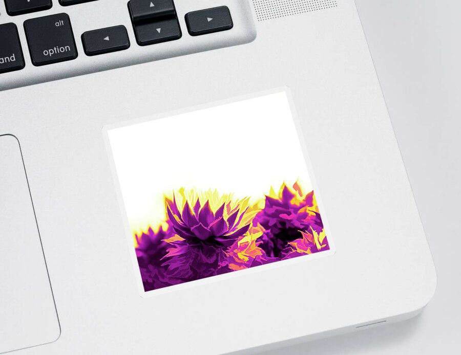 Houseleek Sticker featuring the digital art Purple and Yellow Houseleeks by Scott Lyons