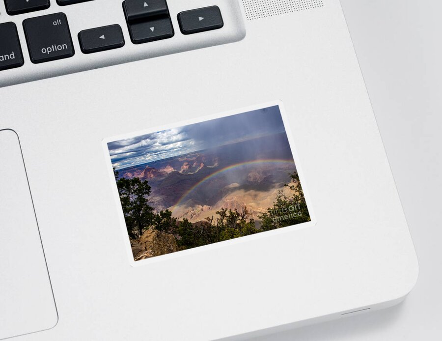 Rainbow Sticker featuring the photograph Rainbow Over the Grand Canyon by L Bosco
