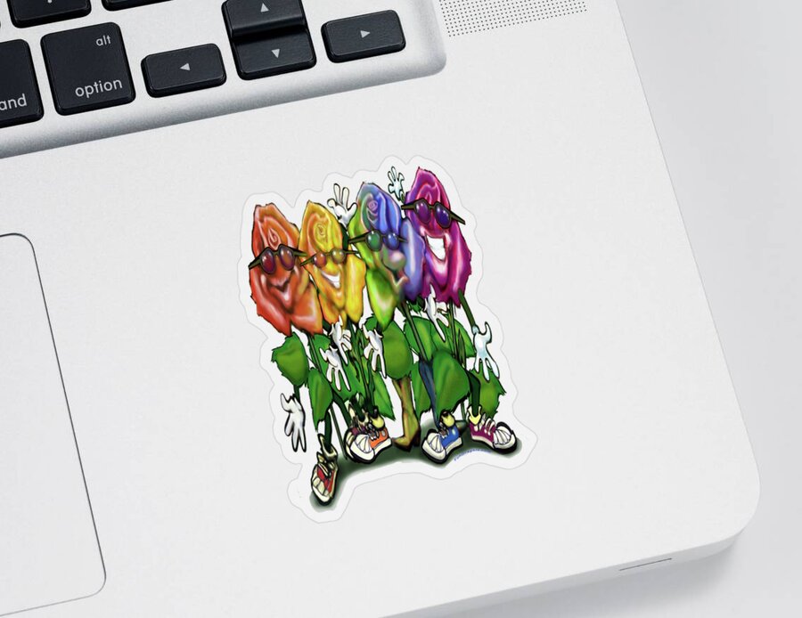 Rainbow Sticker featuring the digital art Rainbow Roses Party by Kevin Middleton