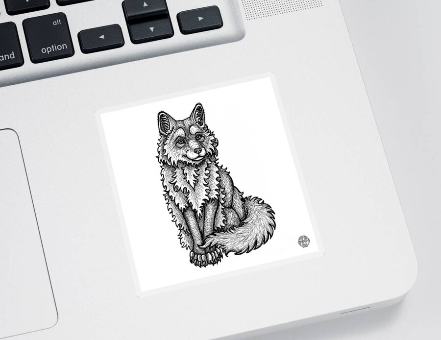 Animal Portrait Sticker featuring the drawing Red Fox by Amy E Fraser