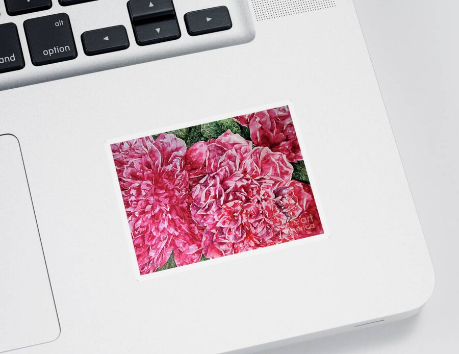 Watercolour Sticker featuring the painting Red Peonies by Kim Tran