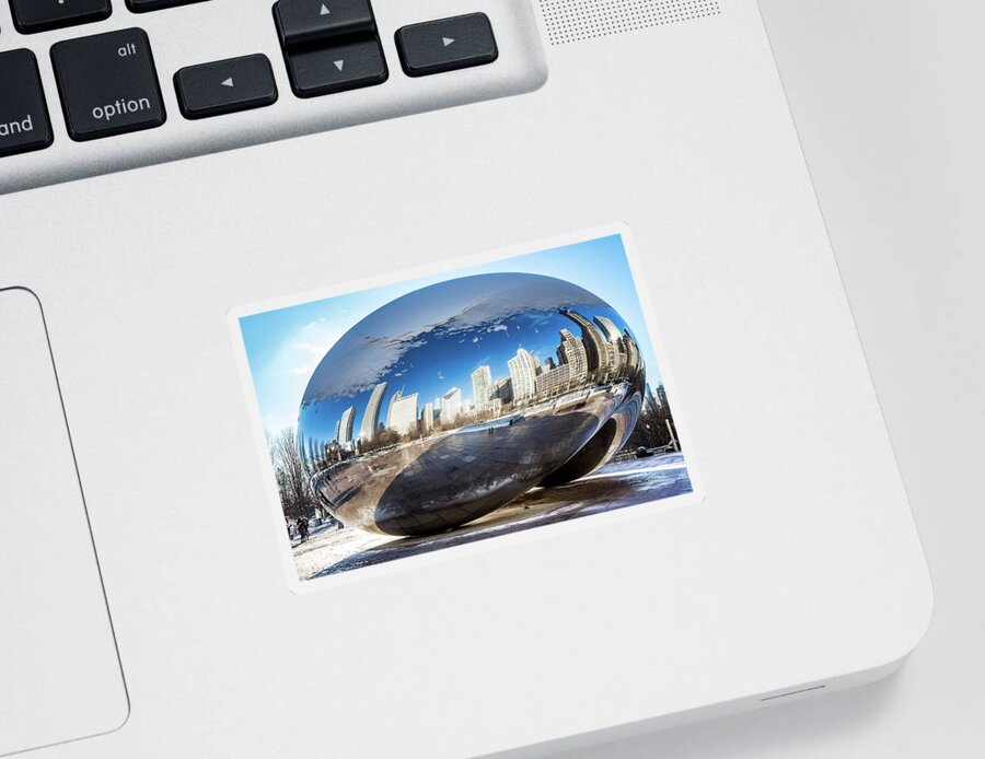 Chicago Sticker featuring the photograph Reflecting Bean by Framing Places