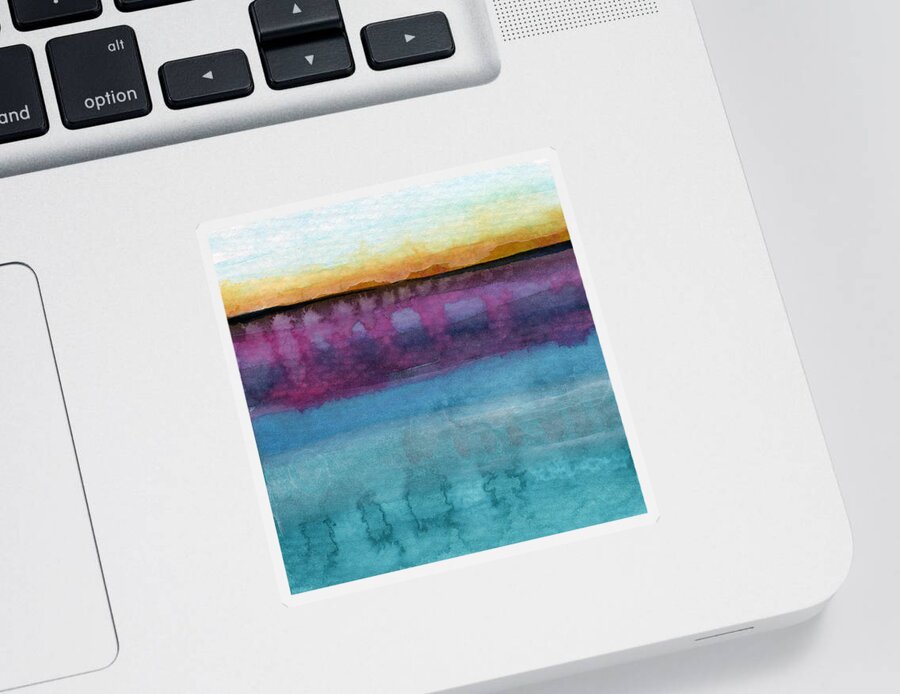 Abstract Landscape Painting Sticker featuring the painting Reflection by Linda Woods