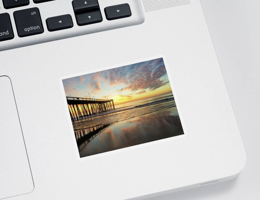 Beach Sticker featuring the photograph Reflections Of Dawn by Robert Banach