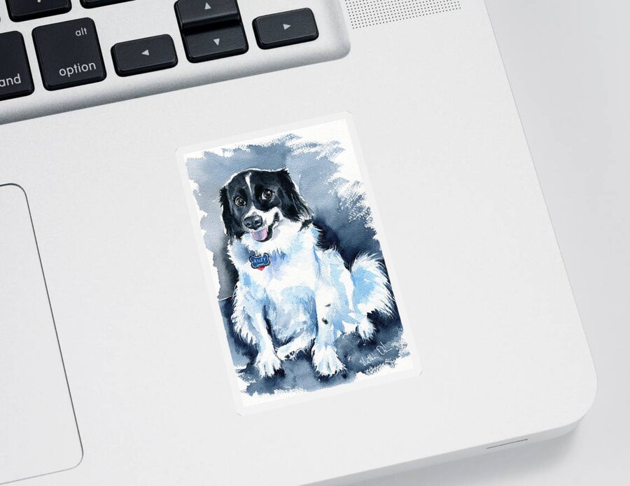 Dog Sticker featuring the painting Riley by Dora Hathazi Mendes