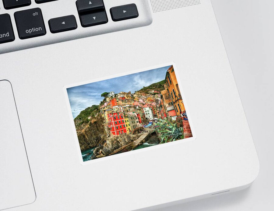 Historic Sticker featuring the photograph Riomaggiore Cinque Terre by Wayne Moran