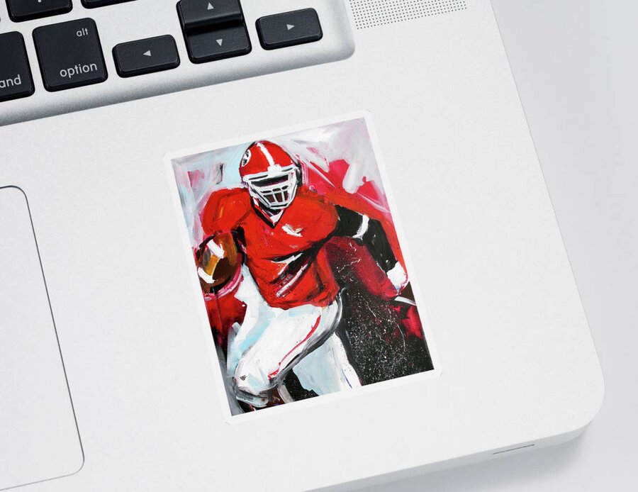 Uga Football Sticker featuring the painting Run For It by John Gholson