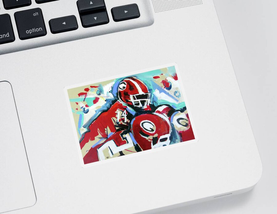 Uga Football Sticker featuring the painting Run The Play by John Gholson