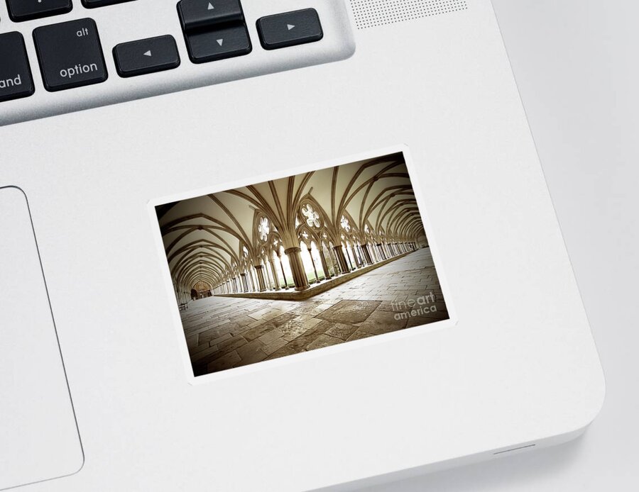 Salisbury Cathedral Sticker featuring the photograph Salisbury Cathedral Cloisters by Terri Waters