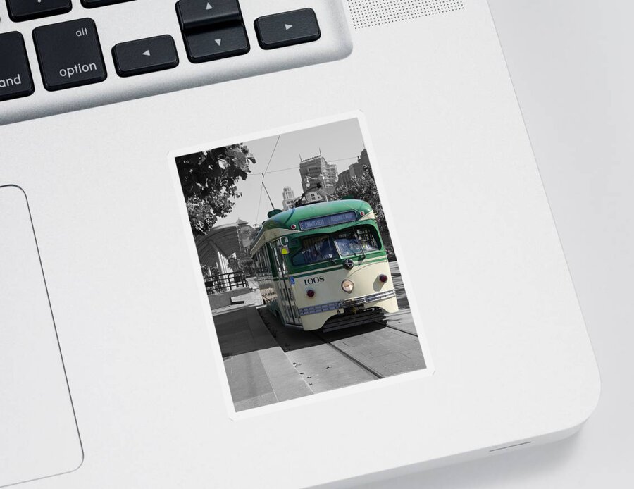 Richard Reeve Sticker featuring the photograph San Francisco - The E Line Car 1008 by Richard Reeve