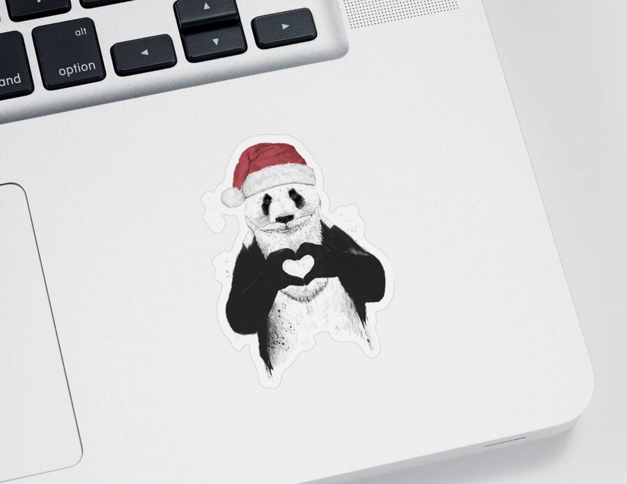 #faaAdWordsBest Sticker featuring the mixed media Santa panda by Balazs Solti
