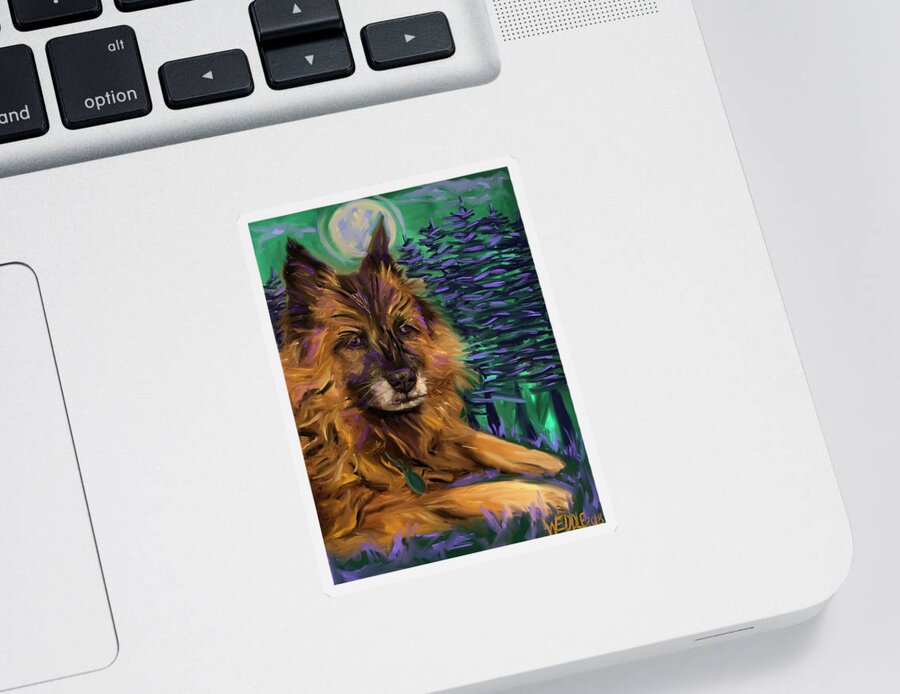 Dog Sticker featuring the digital art Sasha by Angela Weddle