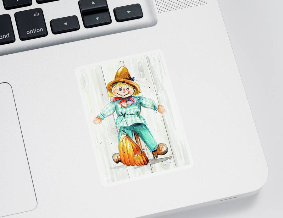 Scarecrow Sticker featuring the painting Scarecrow by Patricia Pinto