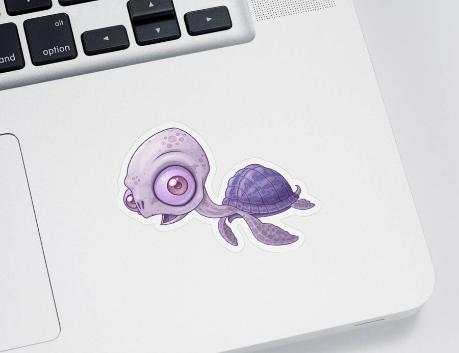 Ocean Sticker featuring the digital art Sea Turtle by John Schwegel