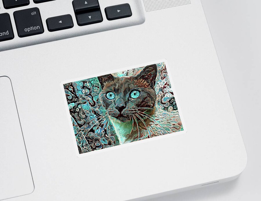 Siamese Cat Sticker featuring the digital art Seal Point Siamese Cat by Peggy Collins