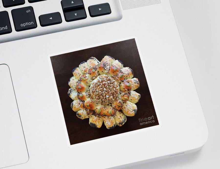 Bread Sticker featuring the photograph Seeded Pull Apart Sourdough Flower 1 by Amy E Fraser