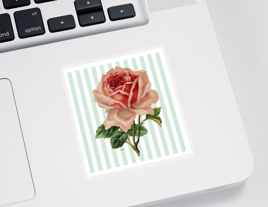 Shades Of Coral Painted Rose Sticker featuring the photograph Shades of Coral Painted Rose by Sandi OReilly