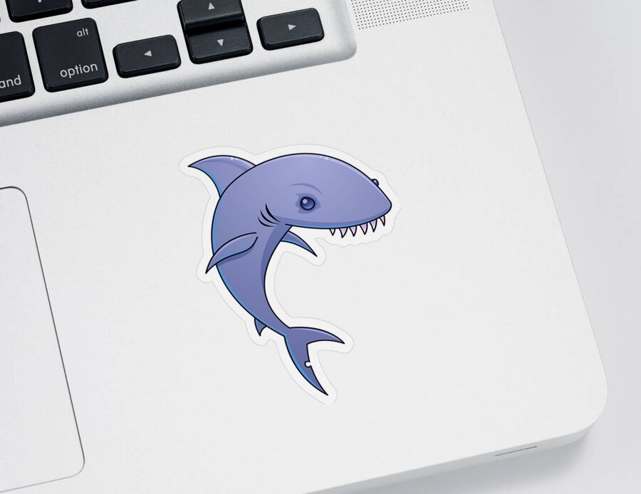 Fish Sticker featuring the digital art Sharky by John Schwegel