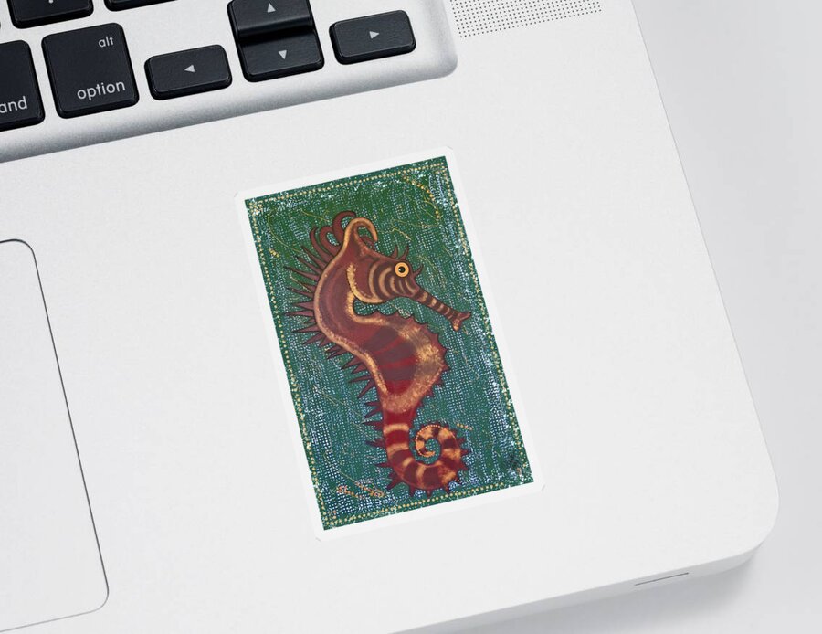 Seahorse Sticker featuring the painting Shehorse by Joan Stratton