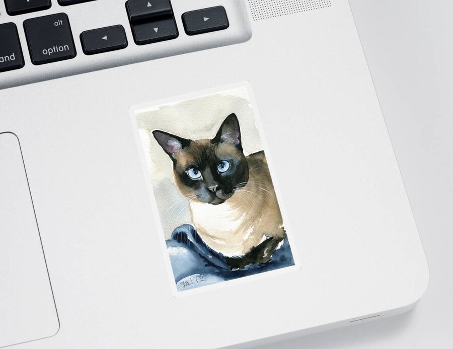 Siamese Sticker featuring the painting Siamese Cat Painting by Dora Hathazi Mendes