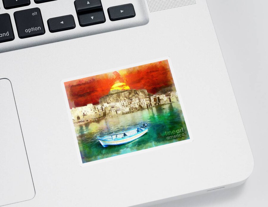 Italia Sticker featuring the painting Sicily Sunset by Stefano Senise