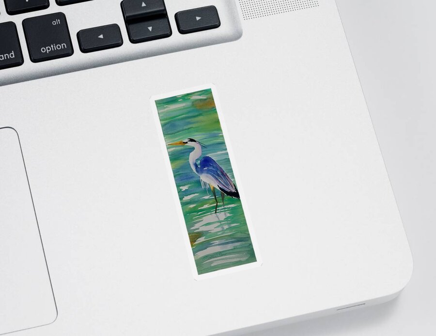 Blue Heron Sticker featuring the painting Sir Blue by Ann Frederick