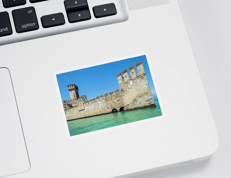 Sirmione Castle Sticker featuring the photograph Sirmione Castle 2 by Steve Purnell and Andrew Cooper