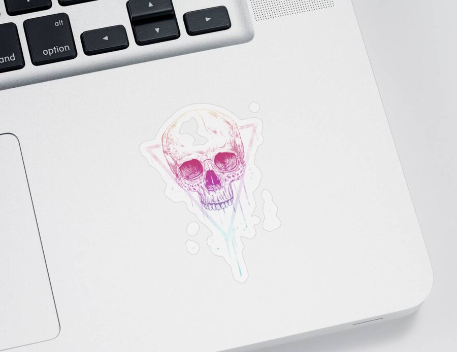 Skull Sticker featuring the mixed media Skull in triangle by Balazs Solti