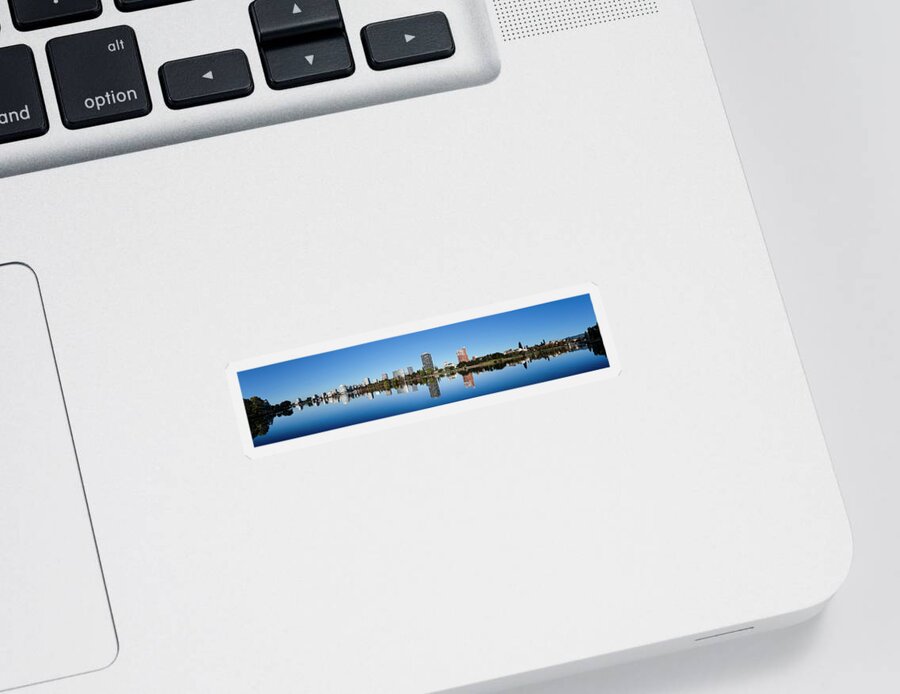 Photography Sticker featuring the photograph Skyline Of Oakland And Lake Merritt by Panoramic Images