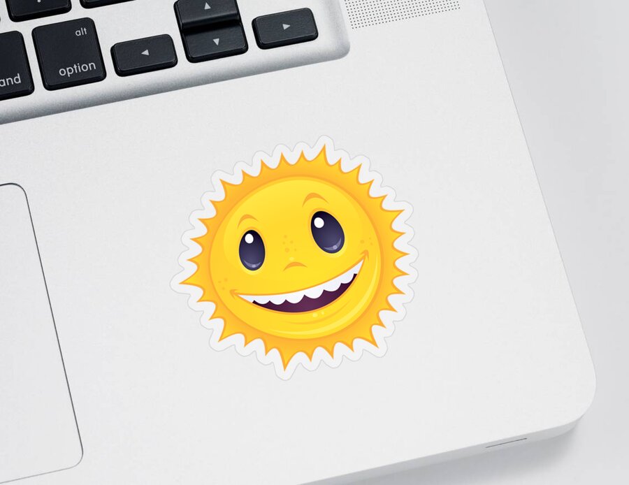 Face Sticker featuring the digital art Smiley Sun by John Schwegel