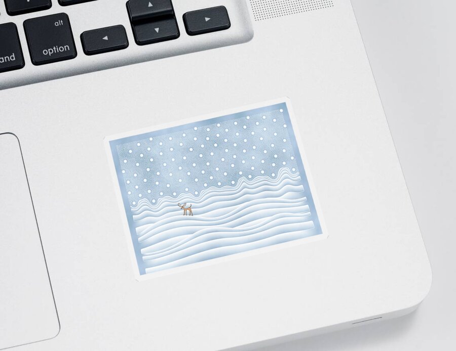 Enlightened Animal Sticker featuring the digital art Snow Day by Becky Titus