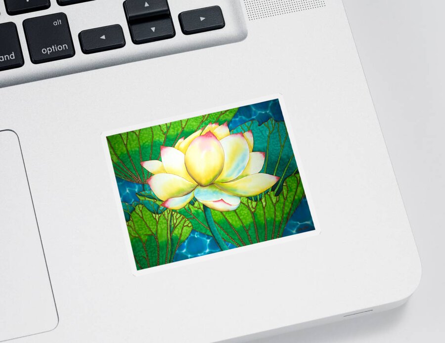 Waterlily Sticker featuring the painting Snow White Lotus by Daniel Jean-Baptiste