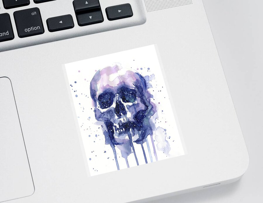 Galaxy Sticker featuring the painting Space Skull by Olga Shvartsur