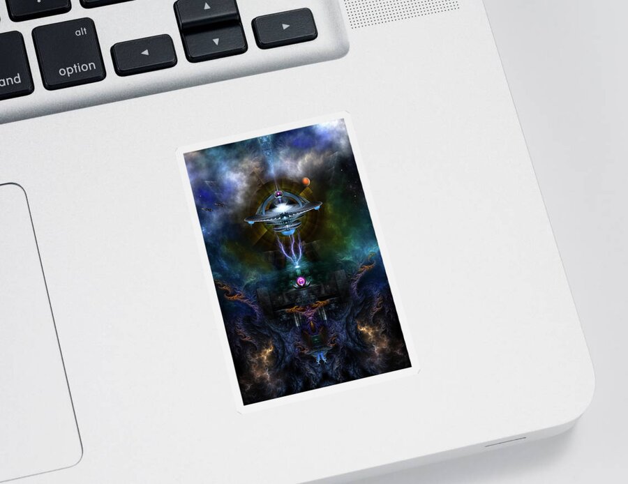 Space Station Sticker featuring the digital art Space Station Ansarious by Rolando Burbon
