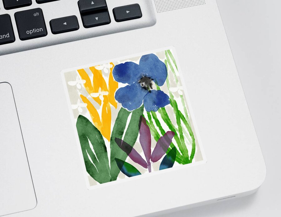 Garden Sticker featuring the mixed media Spring Garden Blue- Floral Art by Linda Woods by Linda Woods