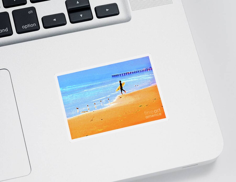 Surfer Sticker featuring the photograph Spring Surfing by Becqi Sherman