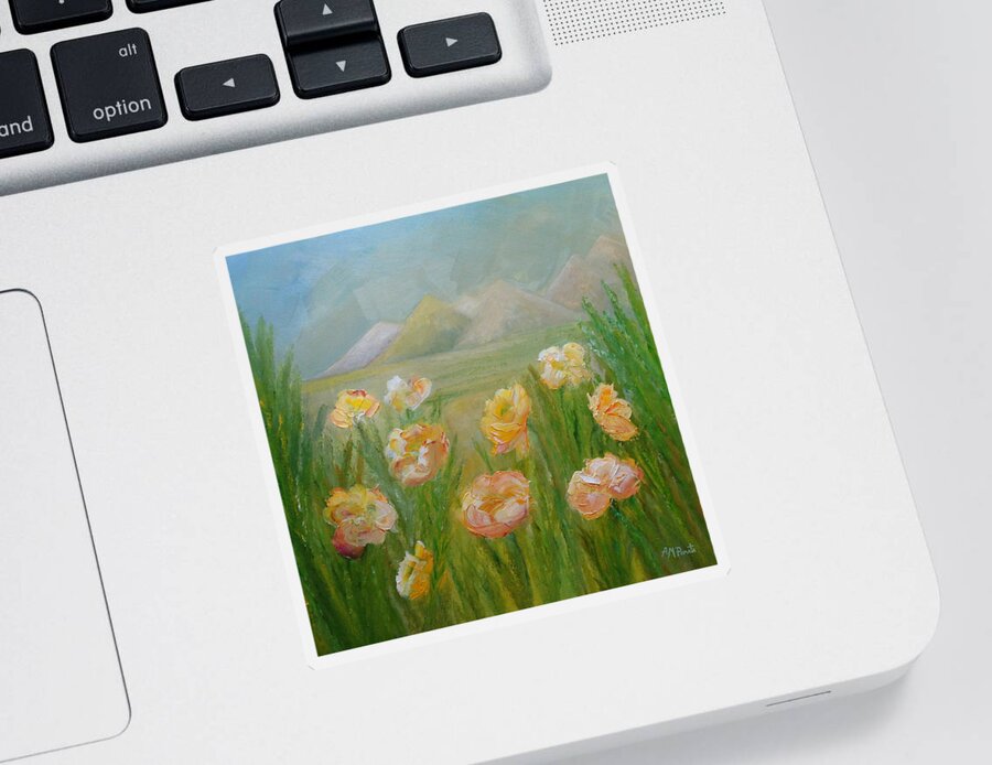Wildflowers Sticker featuring the painting Springing Joy by Angeles M Pomata
