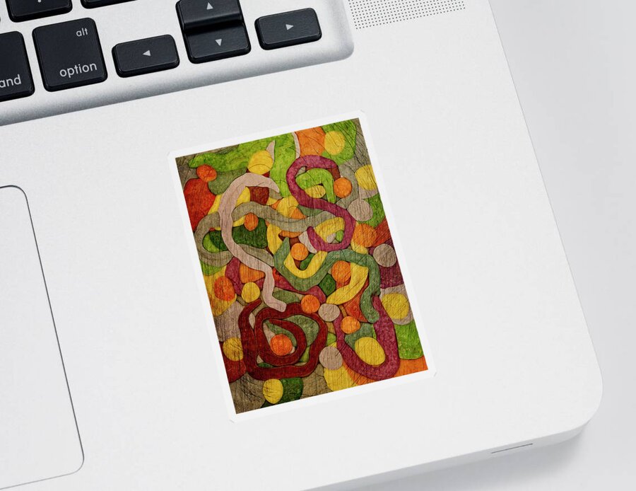 Abstract Experimentalism Sticker featuring the digital art Squiggle Dot Morphology by Becky Titus