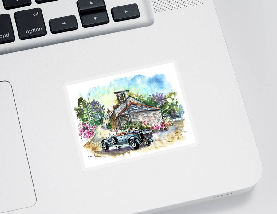 Travel Sticker featuring the painting St Kew Inn In Cornwall 01 by Miki De Goodaboom
